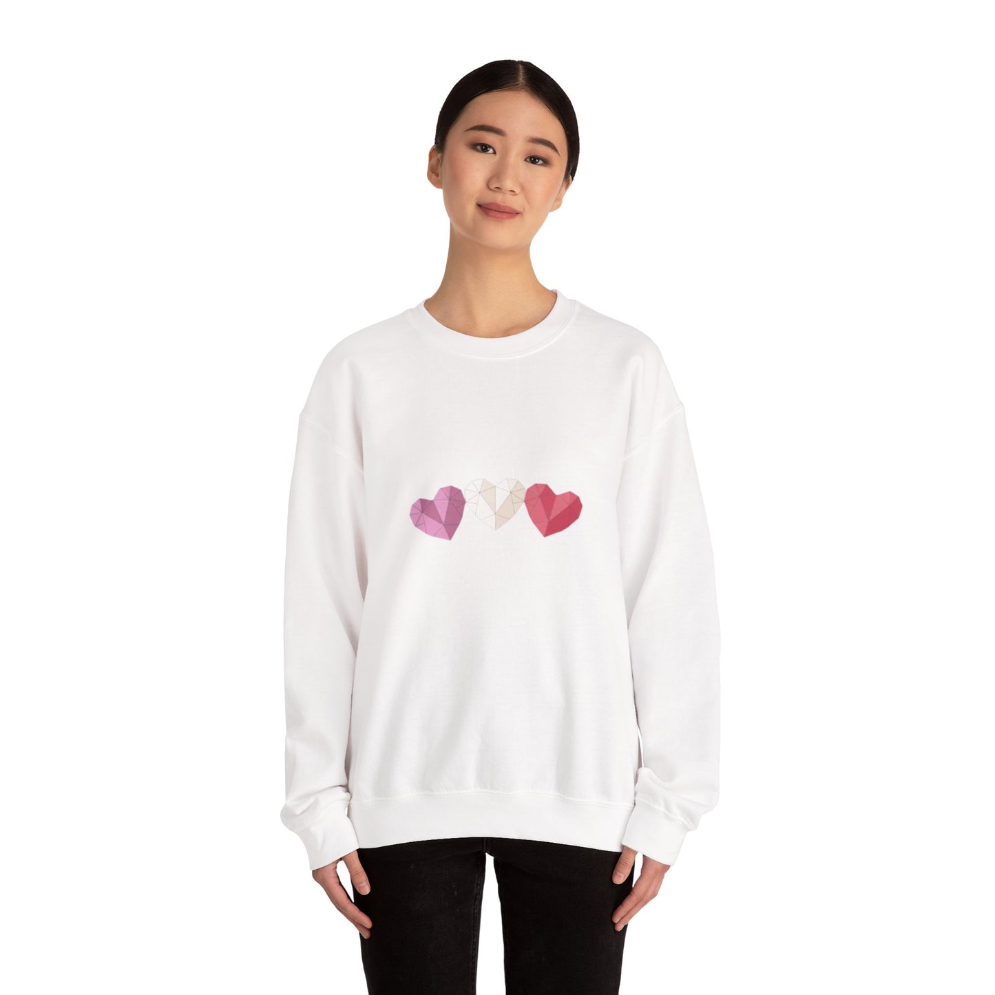Heart Trio Sweatshirt — Geometric Pink Hearts Valentine's Pullover