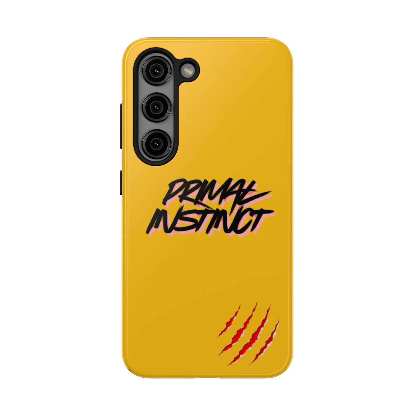 Primal Instinct Tough Phone Case — Yellow Rugged Protective Cover with Claw Mark Accent