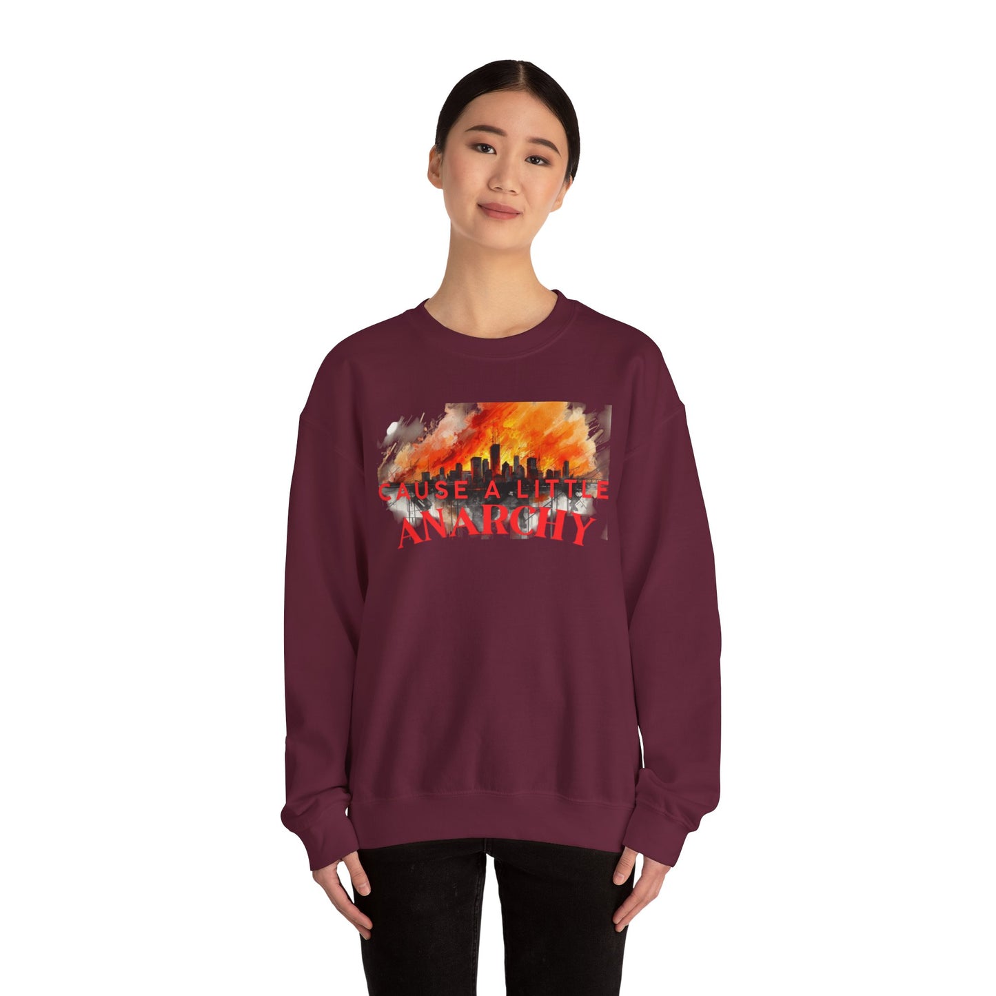 Anarchy Crewneck Sweatshirt — "A Little Anarchy Doesn't Hurt Everyone" Graphic Pullover