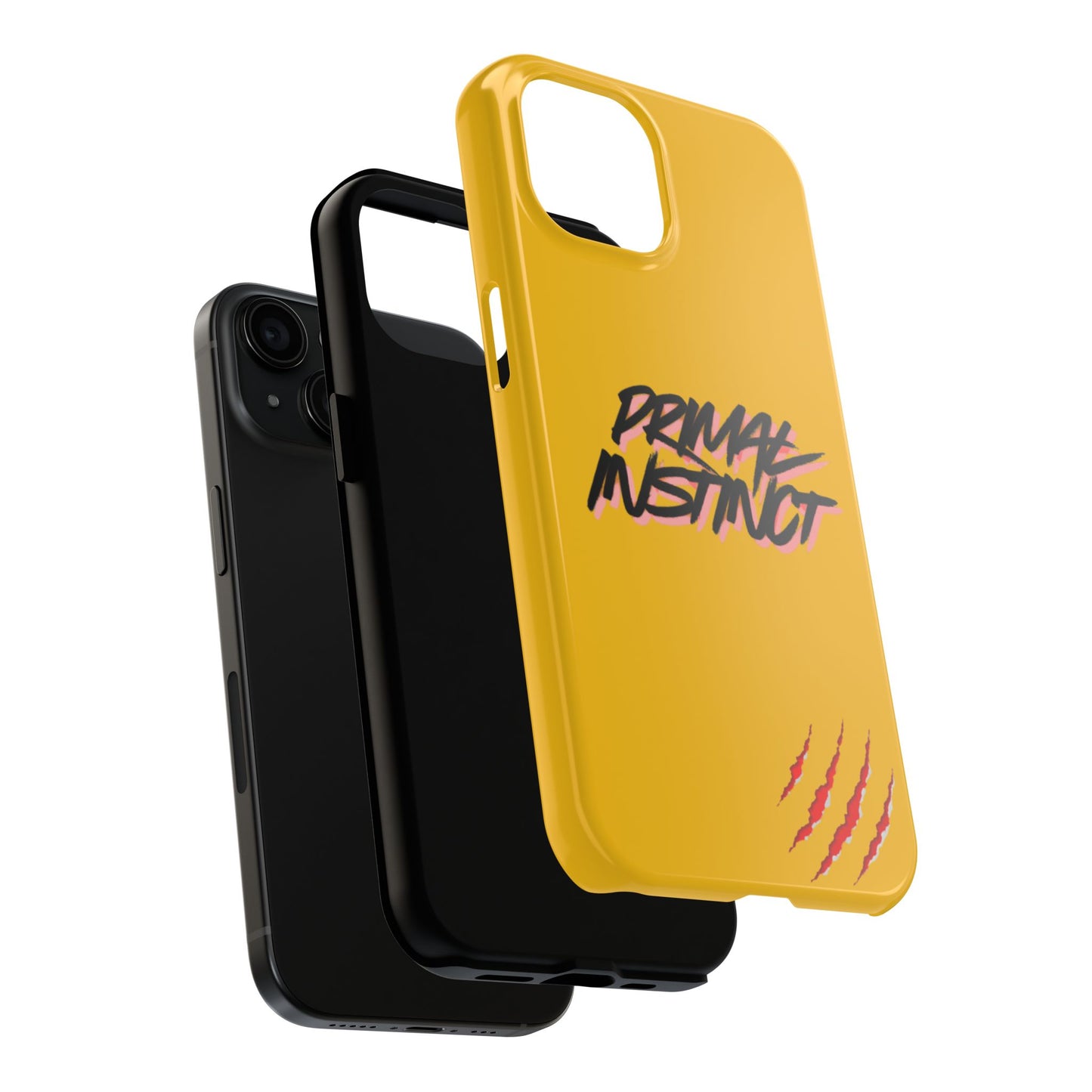 Primal Instinct Tough Phone Case — Yellow Rugged Protective Cover with Claw Mark Accent