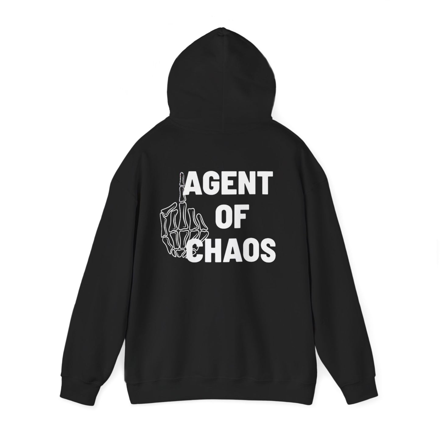 Agent of Chaos Hoodie – 'F**k You!' Skeletal Middle Finger Graphic