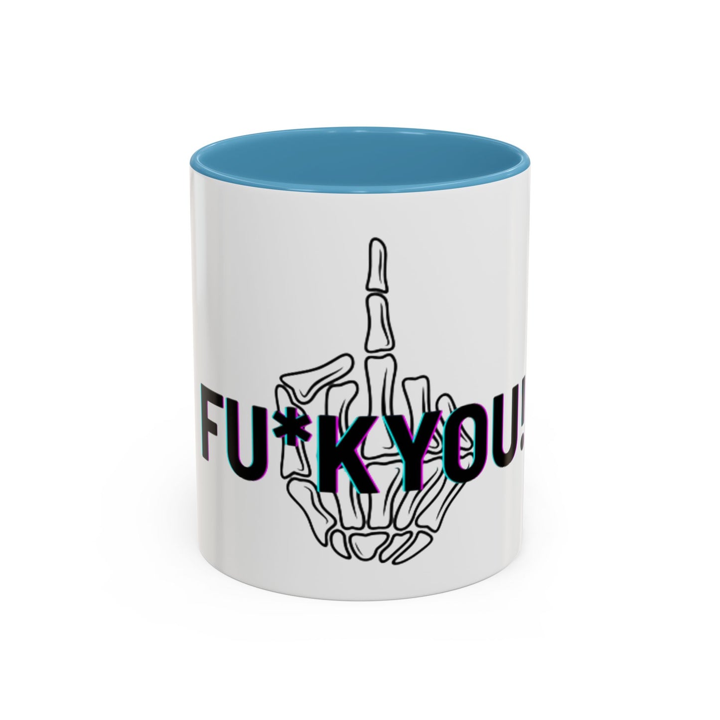 Bone Middle Finger Accent Coffee Mug — “Fu*k You!” Novelty Ceramic Mug