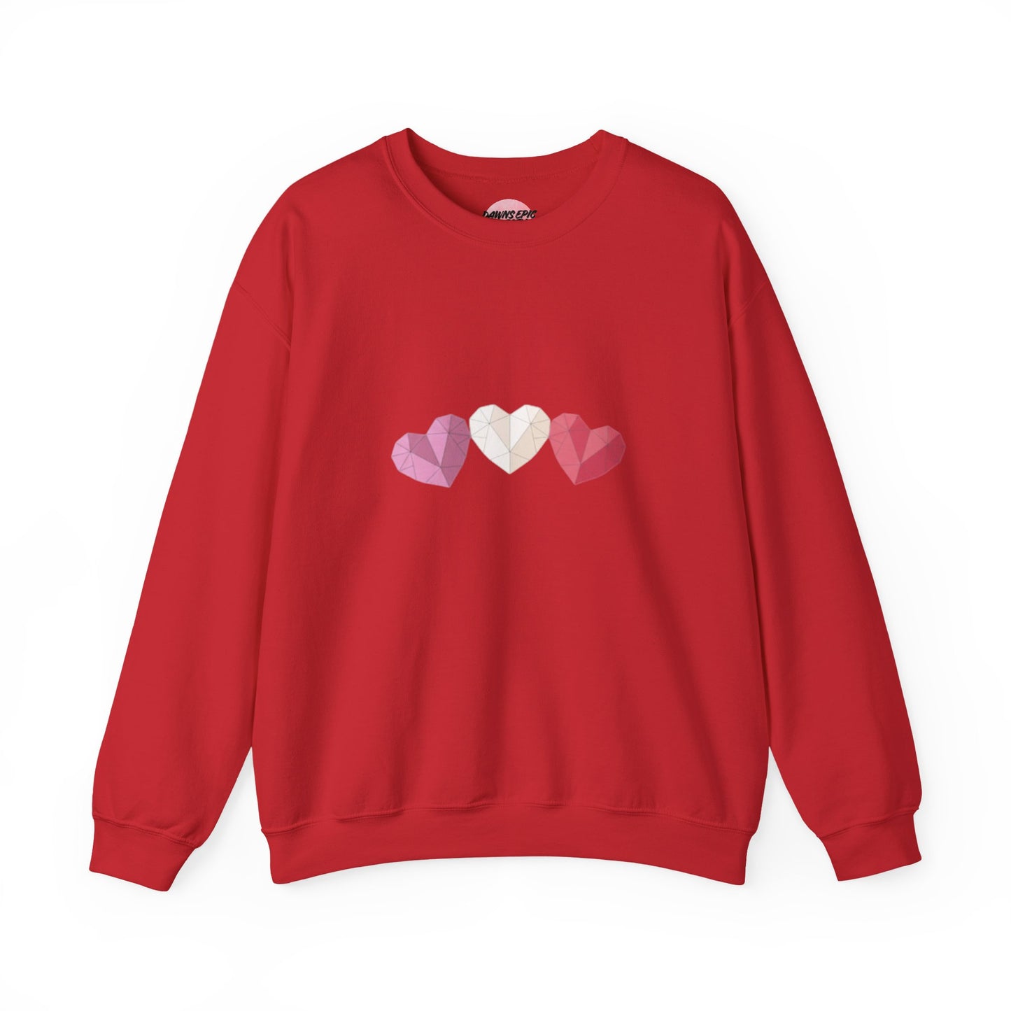 Heart Trio Sweatshirt — Geometric Pink Hearts Valentine's Pullover
