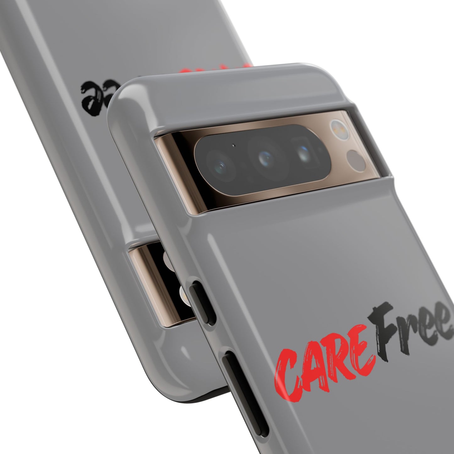 CareFree Tough Phone Case — Slim Protective iPhone Cover with Bold Red & Black Script