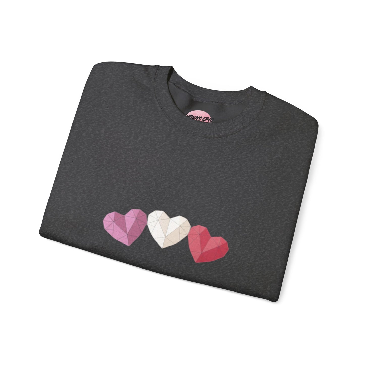 Heart Trio Sweatshirt — Geometric Pink Hearts Valentine's Pullover