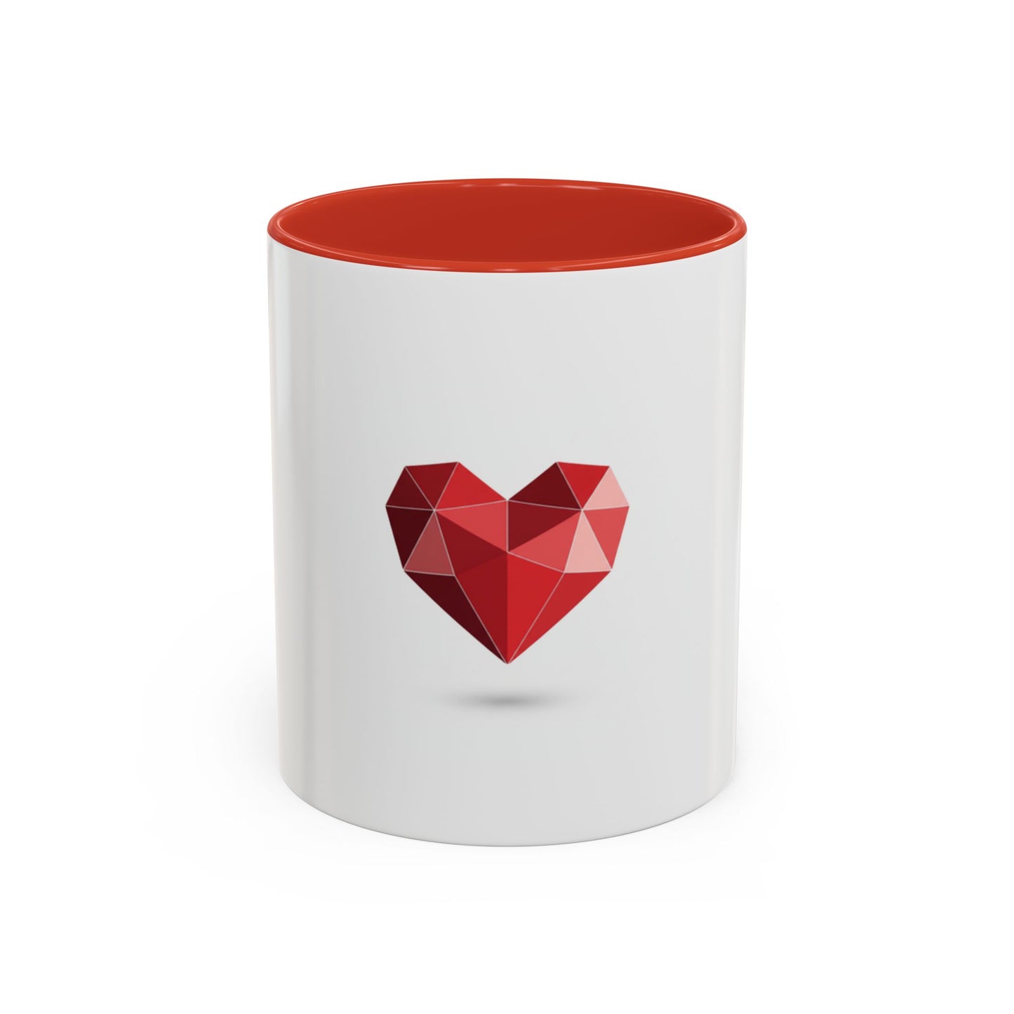 Geometric Red Heart Accent Coffee Mug — Valentines Romantic Ceramic Gift (11/15oz)