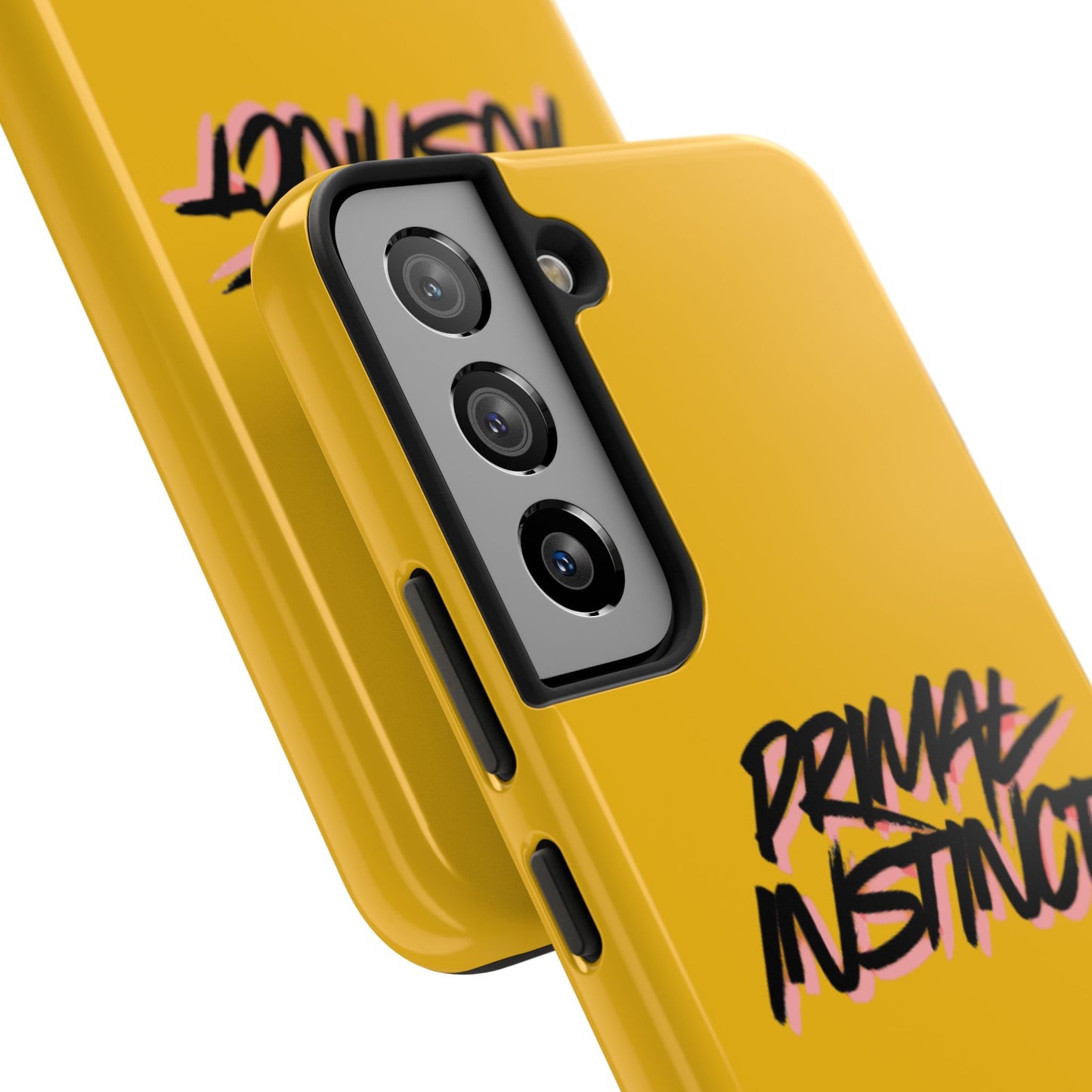Primal Instinct Tough Phone Case — Yellow Rugged Protective Cover with Claw Mark Accent